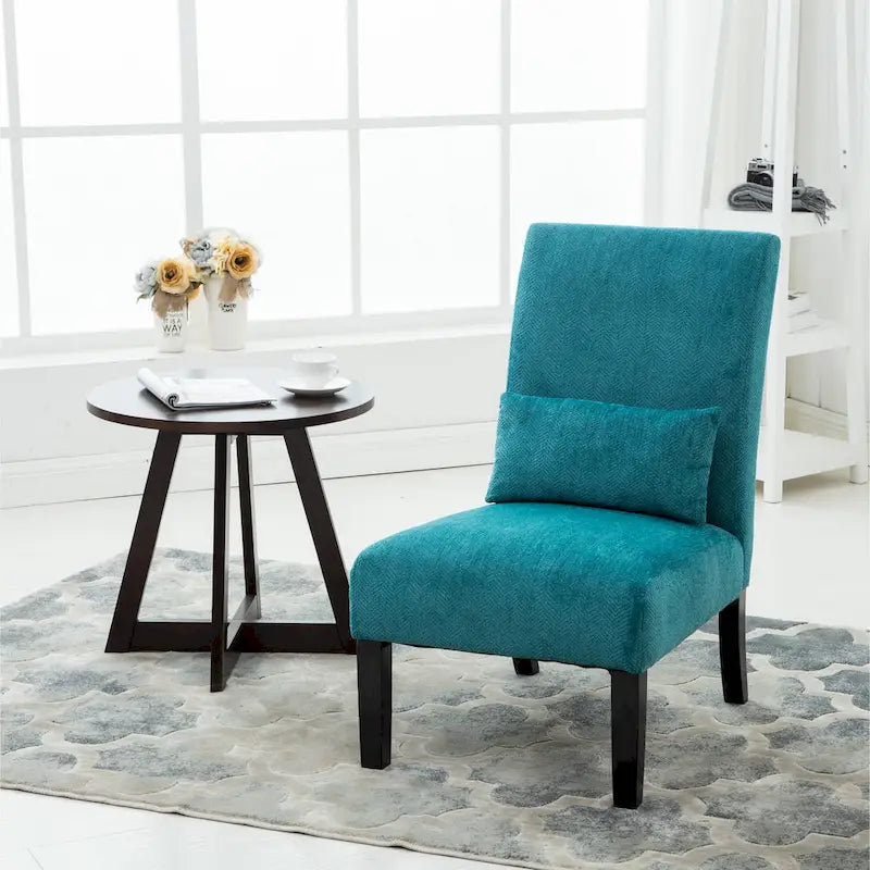  Vista Armless Chenille Accent Chair w/ Kidney Pillow