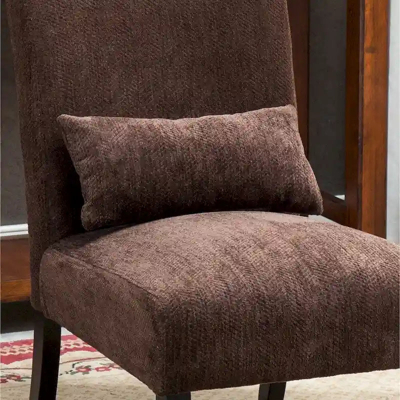 Armless Chenille Accent Chair w/ Kidney Pillow