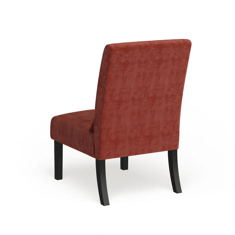 Armless Chenille Accent Chair w/ Kidney Pillow