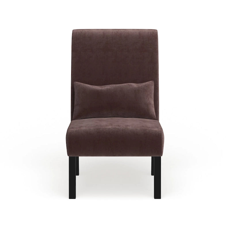 Armless Chenille Accent Chair w/ Kidney Pillow