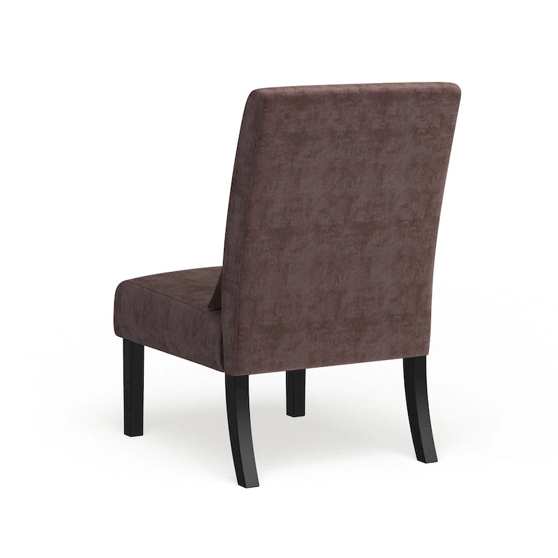 Armless Chenille Accent Chair w/ Kidney Pillow