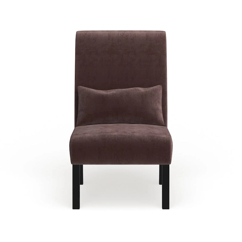 Armless Chenille Accent Chair w/ Kidney Pillow