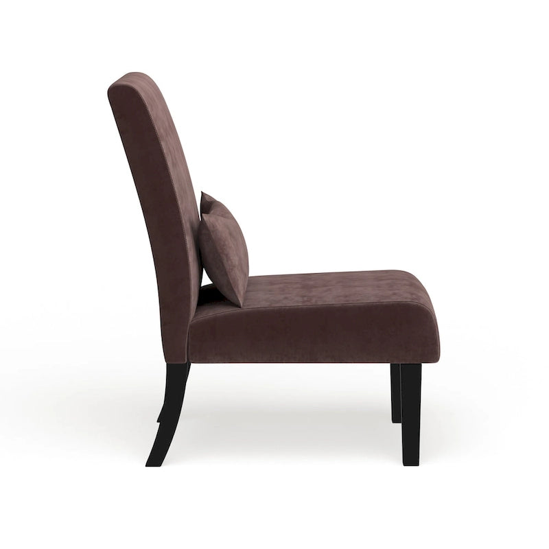 Armless Chenille Accent Chair w/ Kidney Pillow