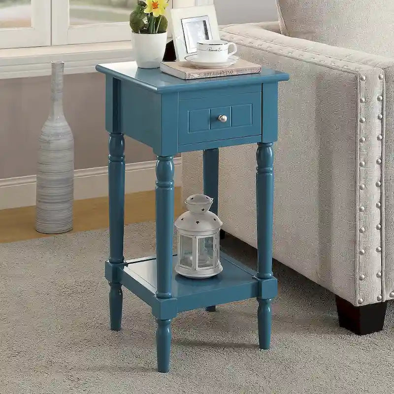 French Country 1 Drawer Accent Table with Shelf