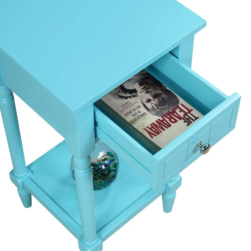 French Country 1 Drawer Accent Table with Shelf