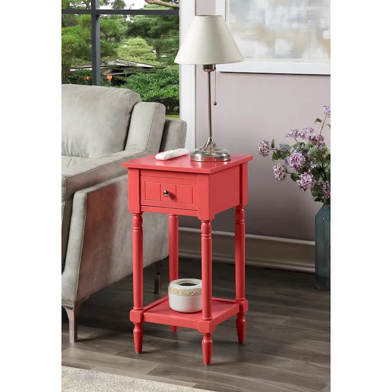 French Country 1 Drawer Accent Table with Shelf