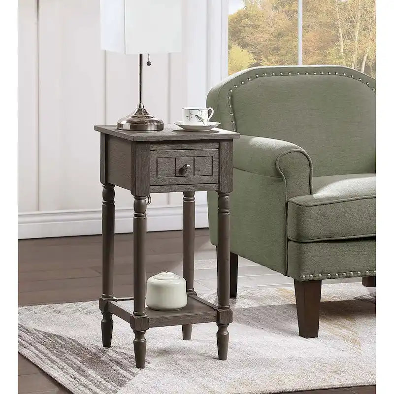 French Country 1 Drawer Accent Table with Shelf