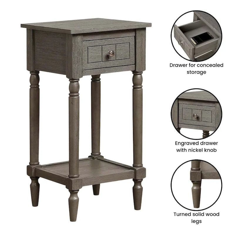 French Country 1 Drawer Accent Table with Shelf