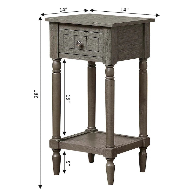 French Country 1 Drawer Accent Table with Shelf