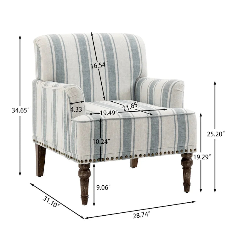 Modern Striped Accent Chairs with Arms