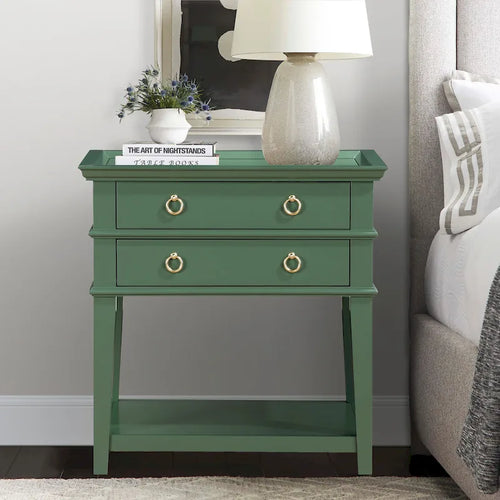 2-Drawer Tray Top Nightstand
