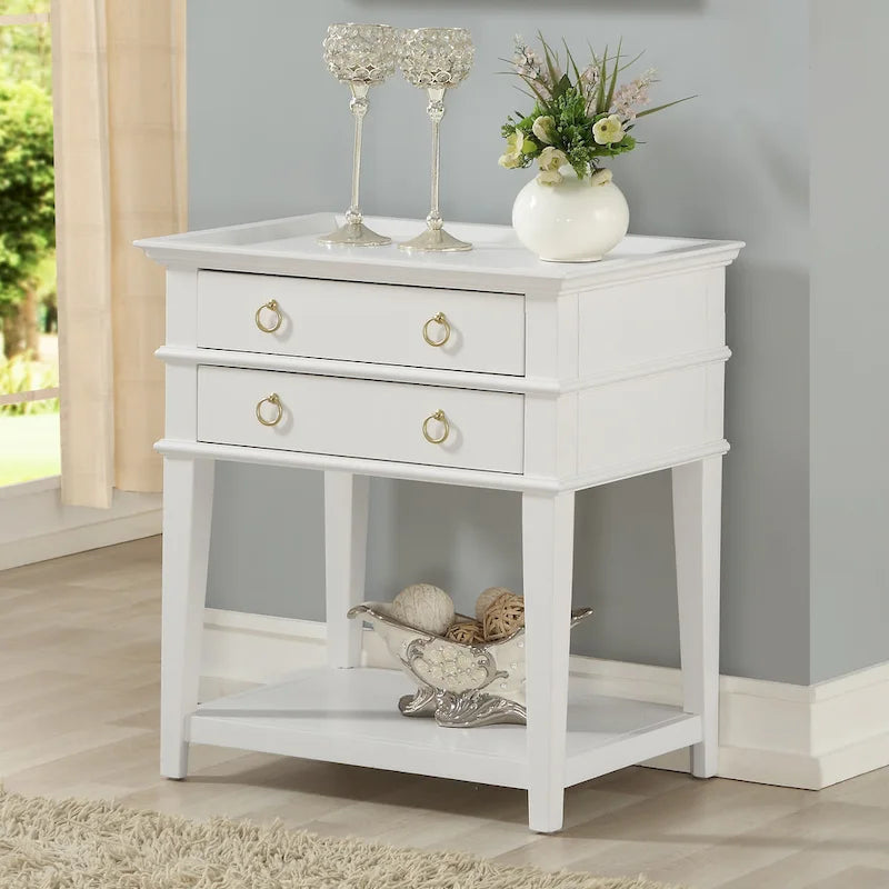 2-Drawer Tray Top Nightstand