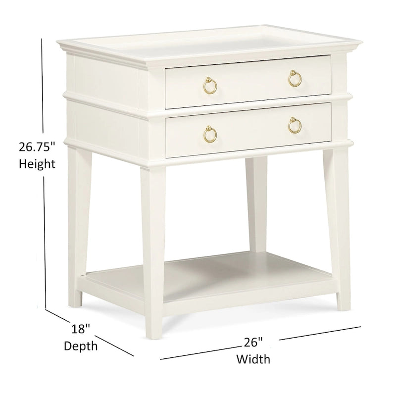 2-Drawer Tray Top Nightstand