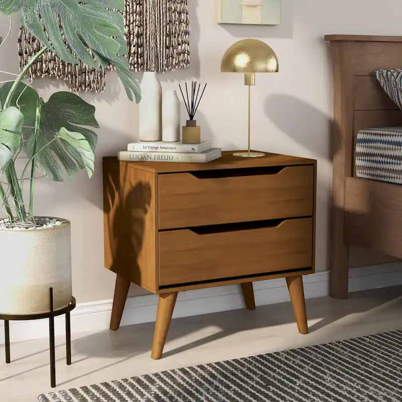Bodo Mid-century Modern Wood 2-Drawer Nightstand by 