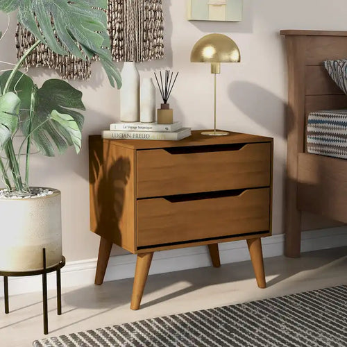 Bodo Mid-century Modern Wood 2-Drawer Nightstand by 