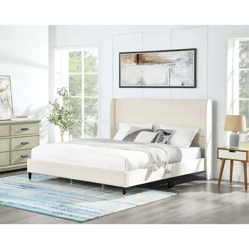  Rozitta Upholstered Wingback Platform Bed