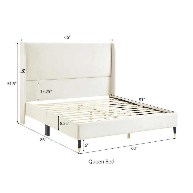 Upholstered Wingback Platform Bed