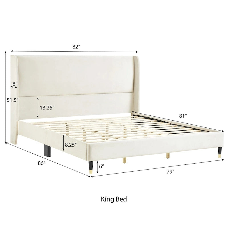 Upholstered Wingback Platform Bed