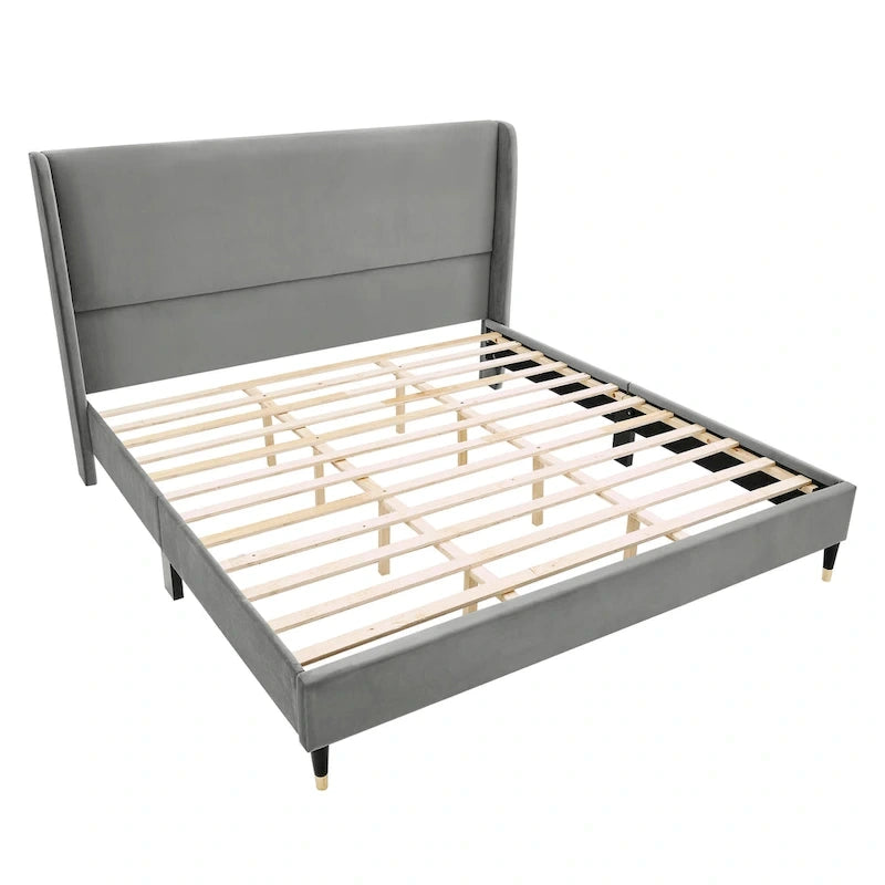 Upholstered Wingback Platform Bed