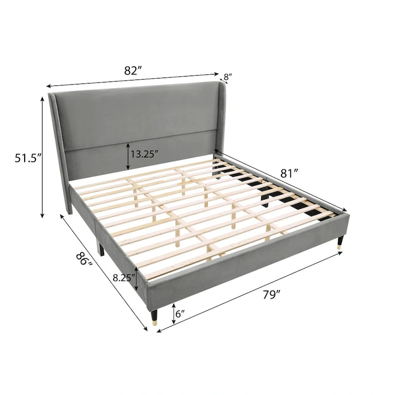 Upholstered Wingback Platform Bed