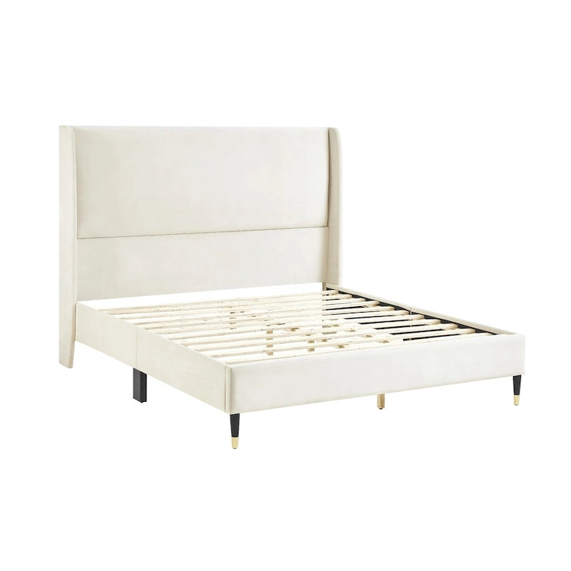 Upholstered Wingback Platform Bed
