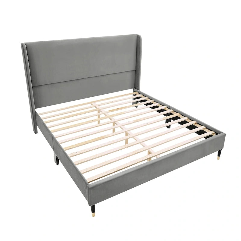 Upholstered Wingback Platform Bed