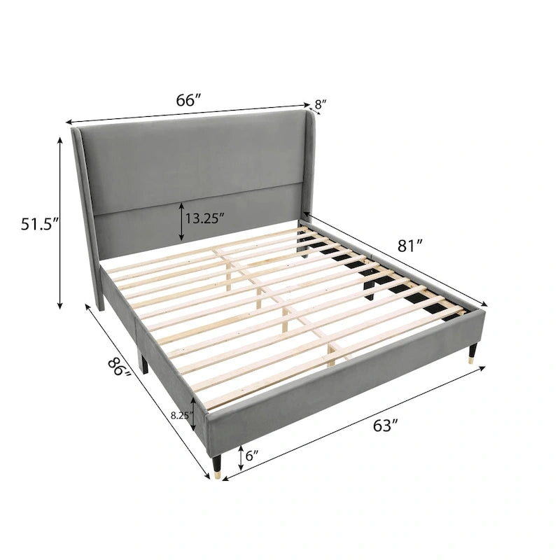 Upholstered Wingback Platform Bed