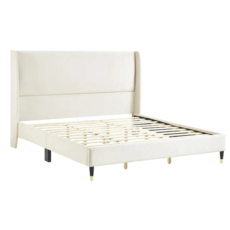 Upholstered Wingback Platform Bed