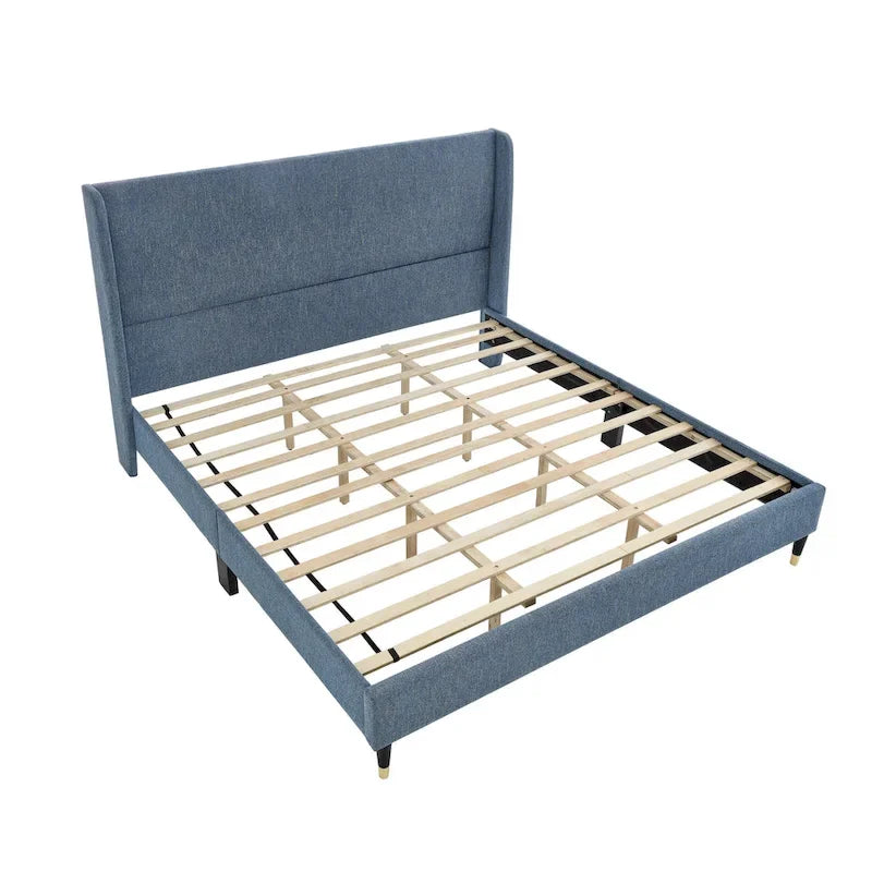 Upholstered Wingback Platform Bed