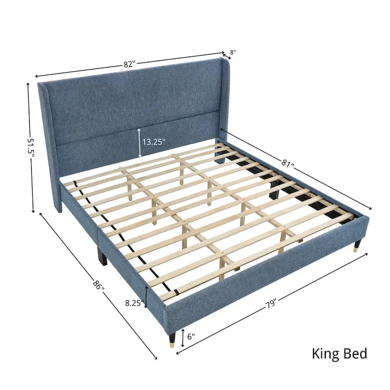 Upholstered Wingback Platform Bed