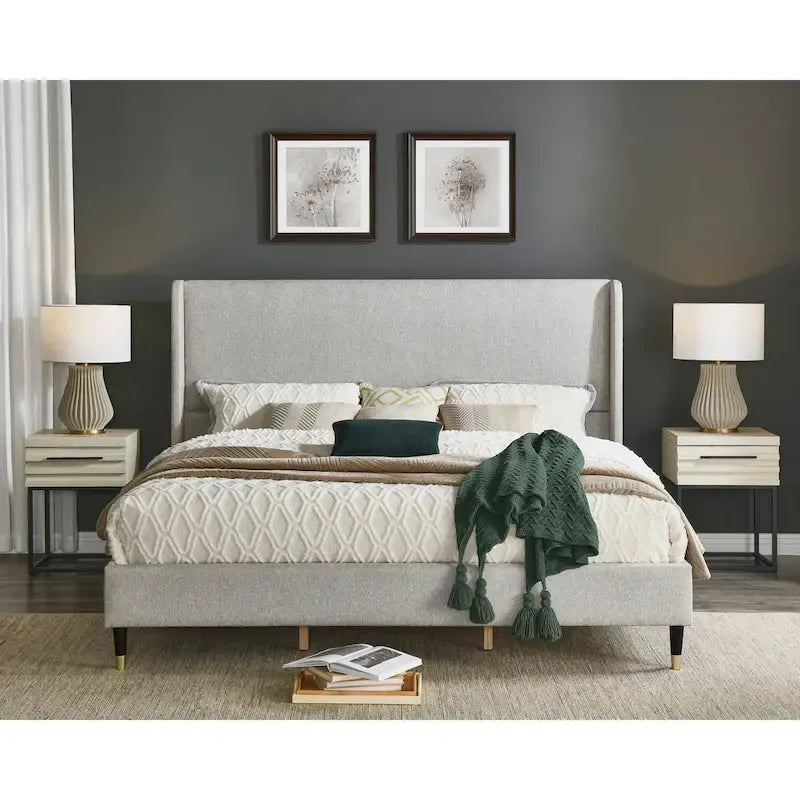 Upholstered Wingback Platform Bed