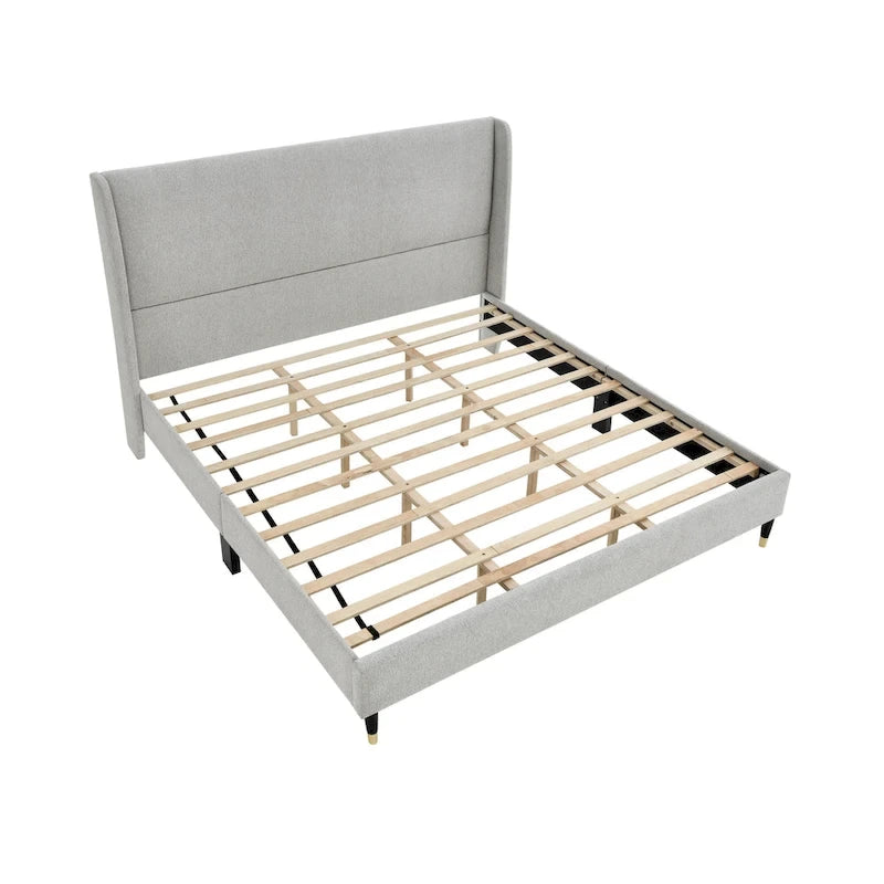 Upholstered Wingback Platform Bed