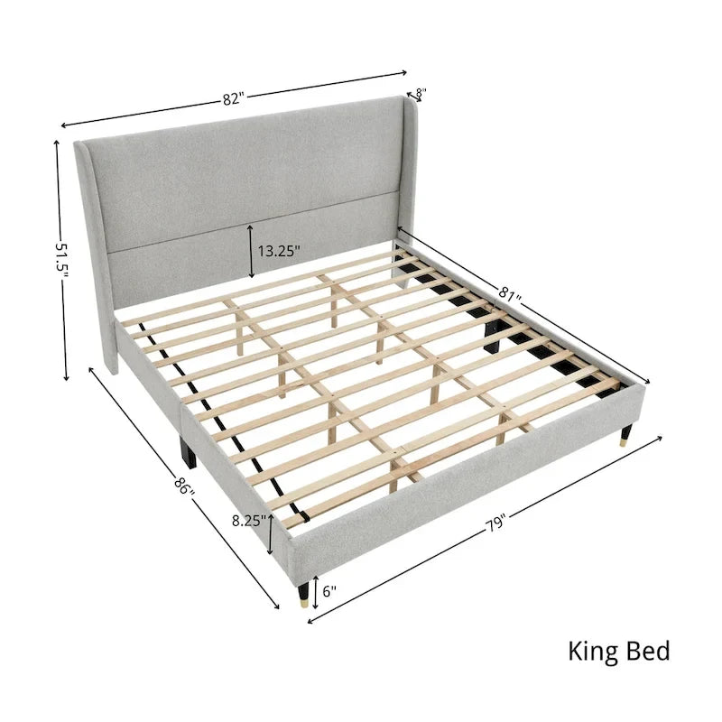 Upholstered Wingback Platform Bed