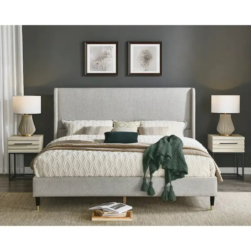 Upholstered Wingback Platform Bed