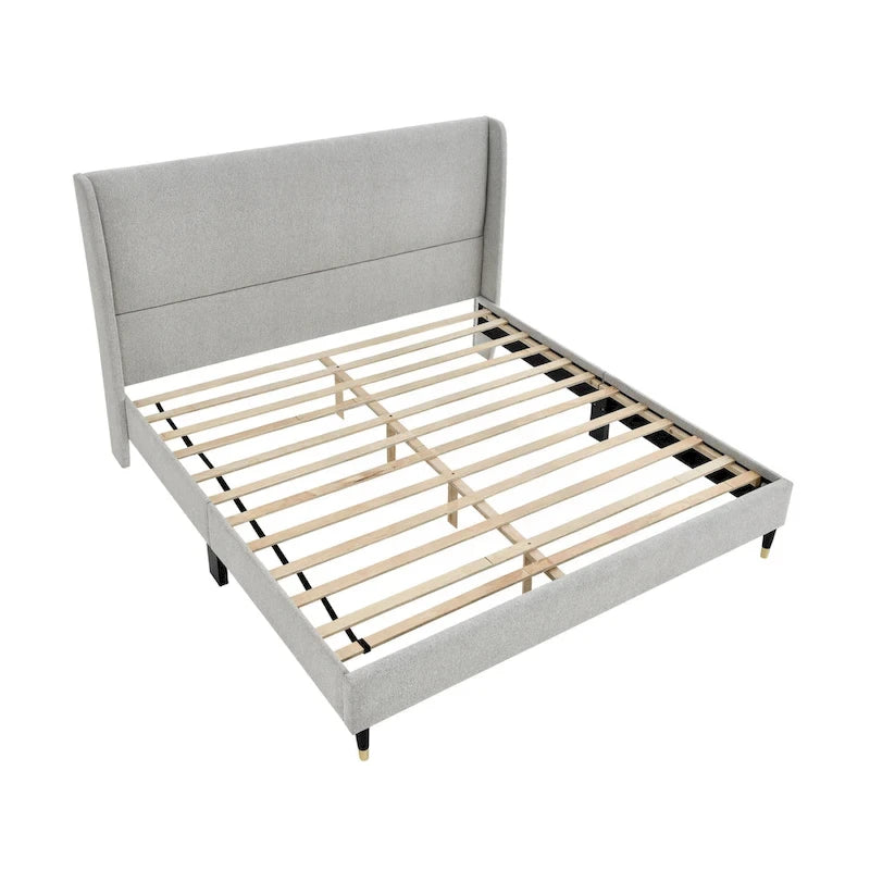 Upholstered Wingback Platform Bed