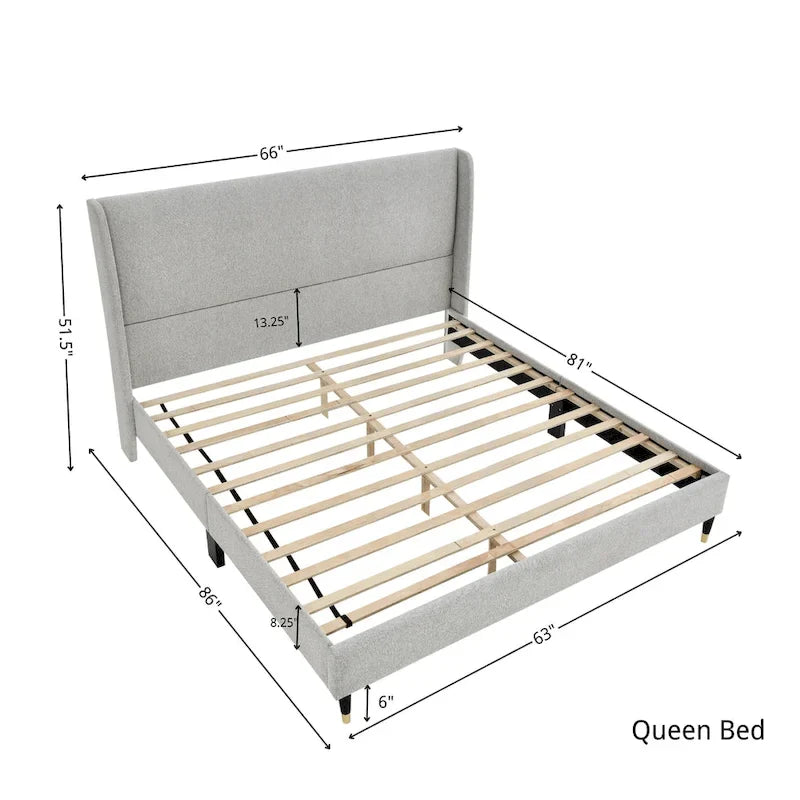 Upholstered Wingback Platform Bed