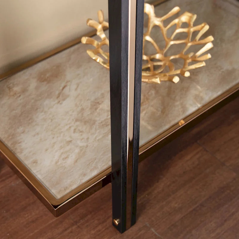 Transitional Champagne Metal Console Table