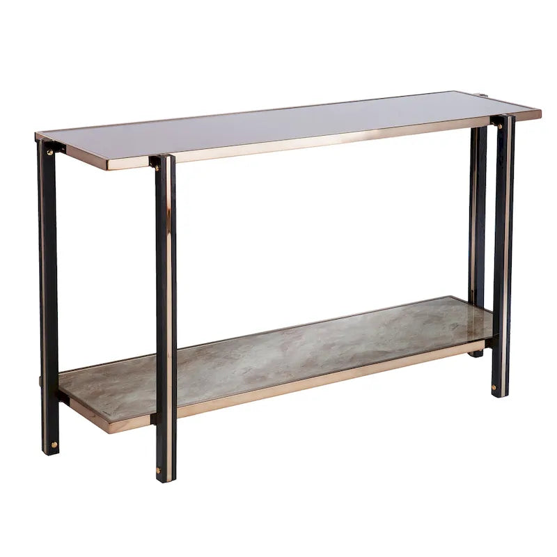 Transitional Champagne Metal Console Table