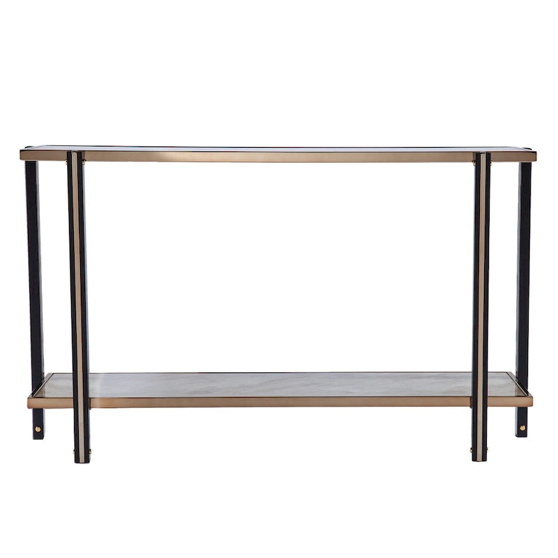 Transitional Champagne Metal Console Table