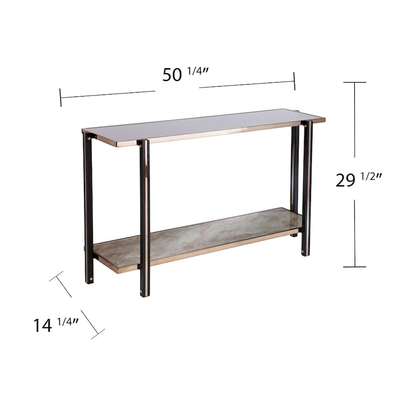 Transitional Champagne Metal Console Table