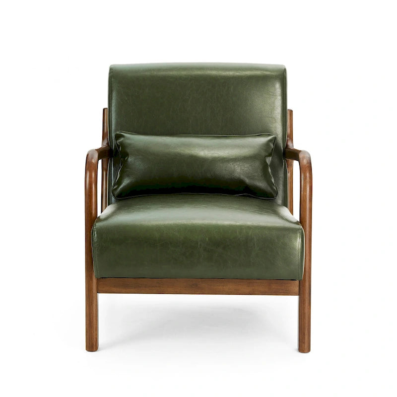 Set of 2 30.75H Mid-Century Modern PU Leather Accent Chairs with Cushion - 25.75W x 33.75D x 30.75H