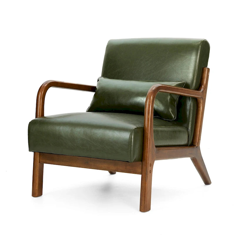 Set of 2 30.75H Mid-Century Modern PU Leather Accent Chairs with Cushion - 25.75W x 33.75D x 30.75H