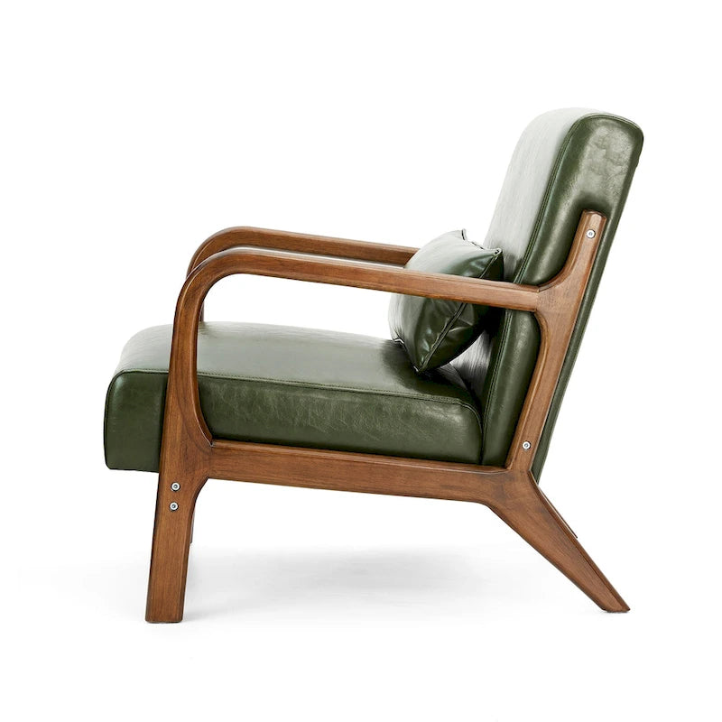 Set of 2 30.75H Mid-Century Modern PU Leather Accent Chairs with Cushion - 25.75W x 33.75D x 30.75H