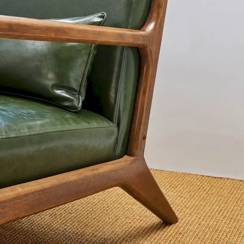 Set of 2 30.75H Mid-Century Modern PU Leather Accent Chairs with Cushion - 25.75W x 33.75D x 30.75H
