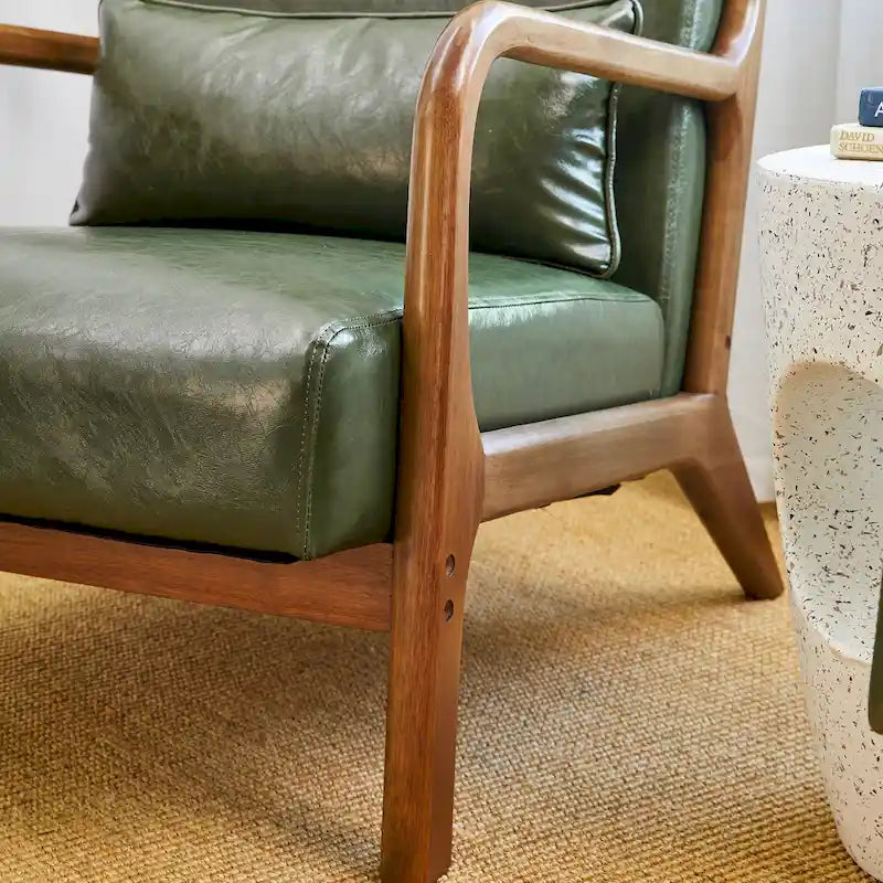 Set of 2 30.75H Mid-Century Modern PU Leather Accent Chairs with Cushion - 25.75W x 33.75D x 30.75H