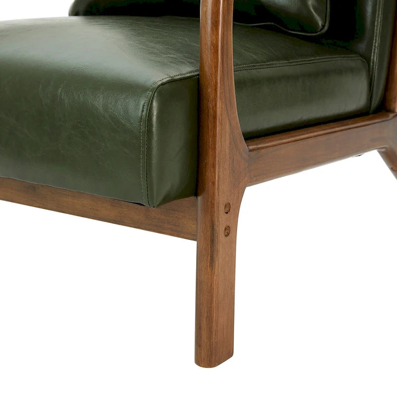 Set of 2 30.75H Mid-Century Modern PU Leather Accent Chairs with Cushion - 25.75W x 33.75D x 30.75H
