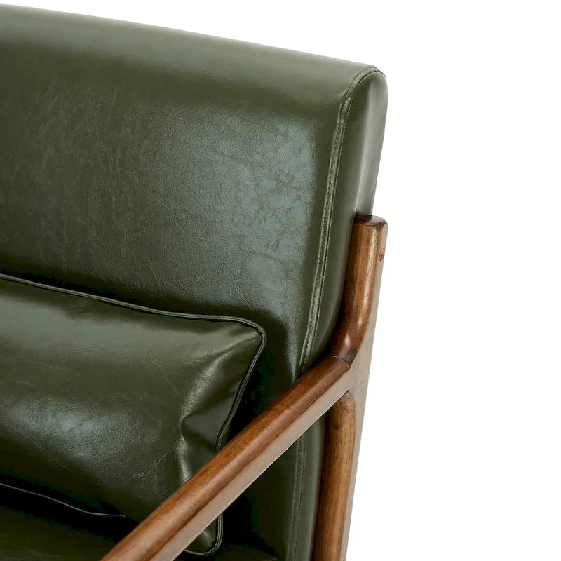 Set of 2 30.75H Mid-Century Modern PU Leather Accent Chairs with Cushion - 25.75W x 33.75D x 30.75H