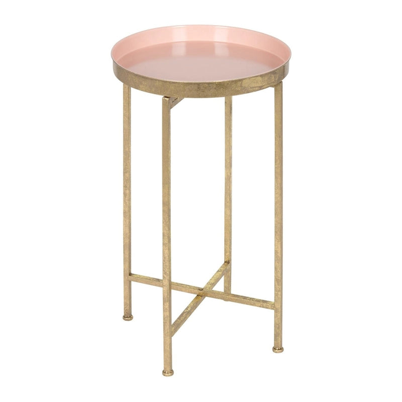 Round Metal Foldable Tray Accent Table