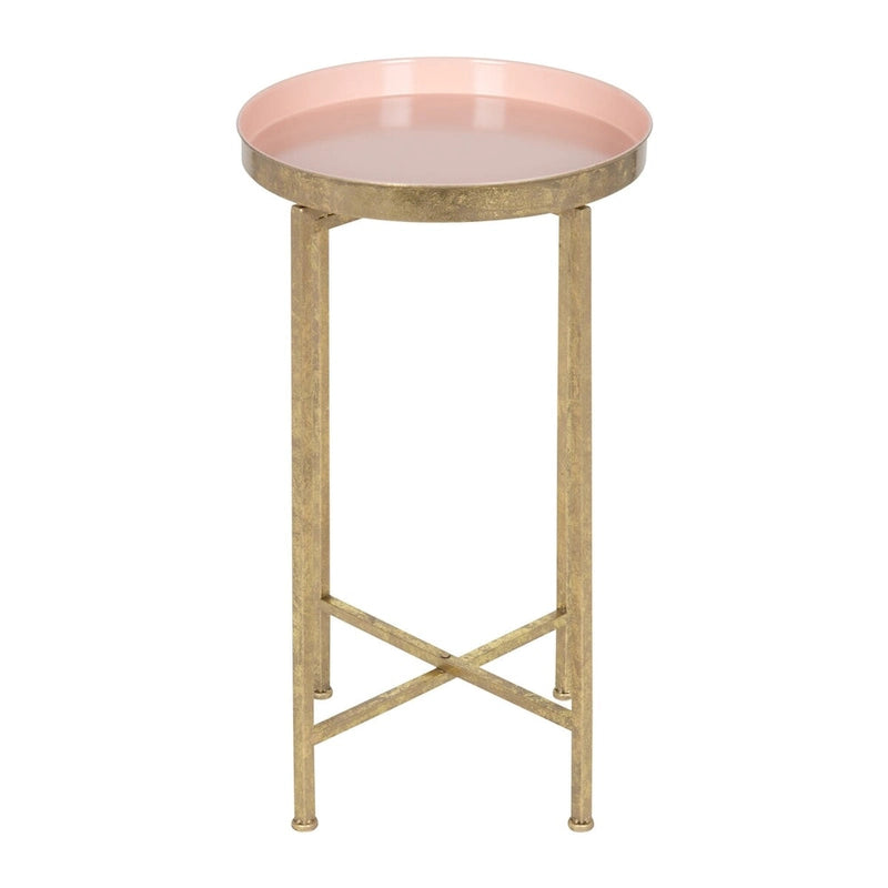 Round Metal Foldable Tray Accent Table
