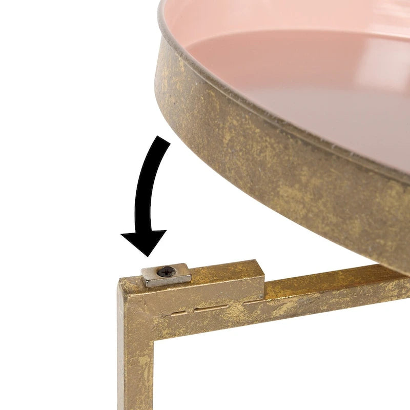 Round Metal Foldable Tray Accent Table